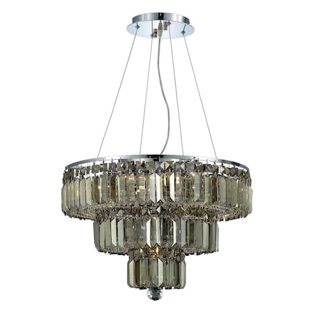 Elegant Furniture Maxime 9 Light Chrome Chandelier Golden Teak (Smoky) Royal Cut Crystal
